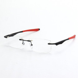 Armação de Óculos Flutuante Sem Aro Wingfold Preto e Vermelho